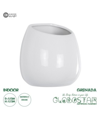 GloboStar® Artificial Garden GRENADA 20537 Διακοσμητική Κεραμική Γλάστρα Λευκή Φ12 x Υ13